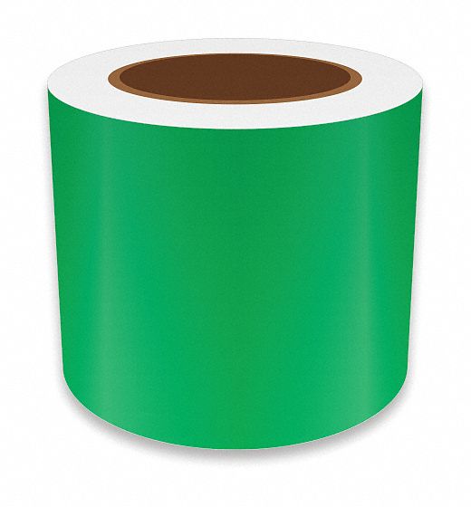 Continuous Label Stock: 4 in x 75 ft, Vinyl, Green (Gloss), Indoor/Outdoor