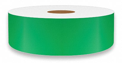 Continuous Label Stock: 1 in x 75 ft, Vinyl, Green (Gloss), Indoor