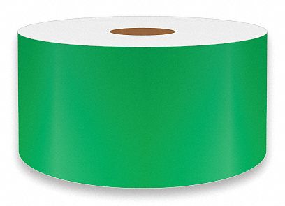 Continuous Label Stock: 2 in x 75 ft, Vinyl, Green (Gloss), Indoor