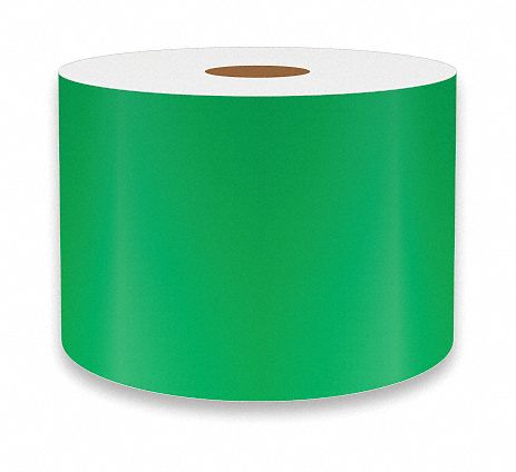 Continuous Label Stock: 3 in x 75 ft, Vinyl, Green (Gloss), Indoor