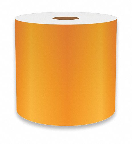 Continuous Label Stock: 4 in x 75 ft, Vinyl, Orange (Gloss), Indoor/Outdoor