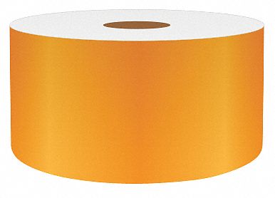 Continuous Label Stock: 2 in x 75 ft, Vinyl, Orange (Gloss), Indoor