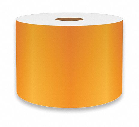 Continuous Label Stock: 3 in x 75 ft, Vinyl, Orange (Gloss), Indoor