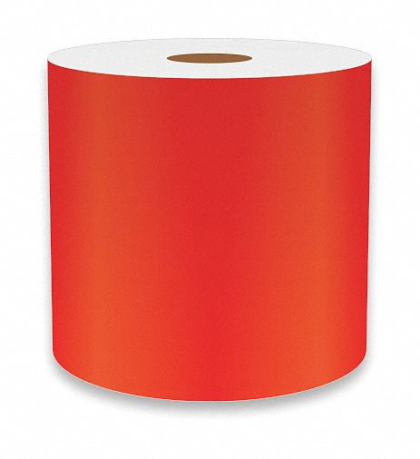 Continuous Label Stock: 4 in x 75 ft, Vinyl, Red (Gloss), Indoor/Outdoor