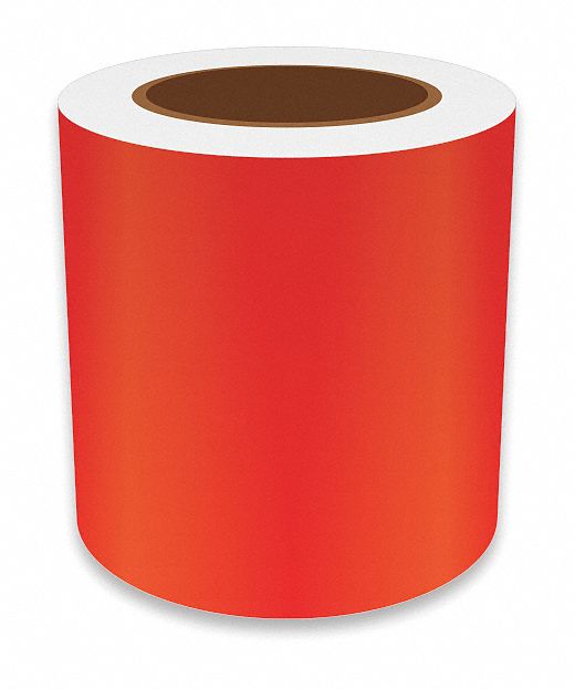 Continuous Label Stock: 5 in x 75 ft, Vinyl, Red (Gloss), Indoor/Outdoor