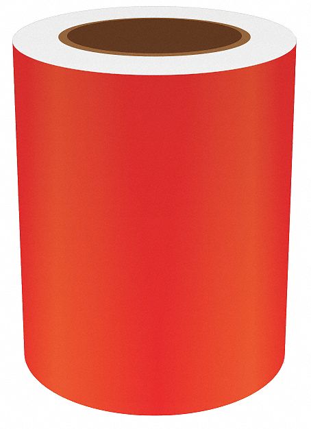 Continuous Label Stock: 6 in x 75 ft, Vinyl, Red (Gloss), Indoor/Outdoor