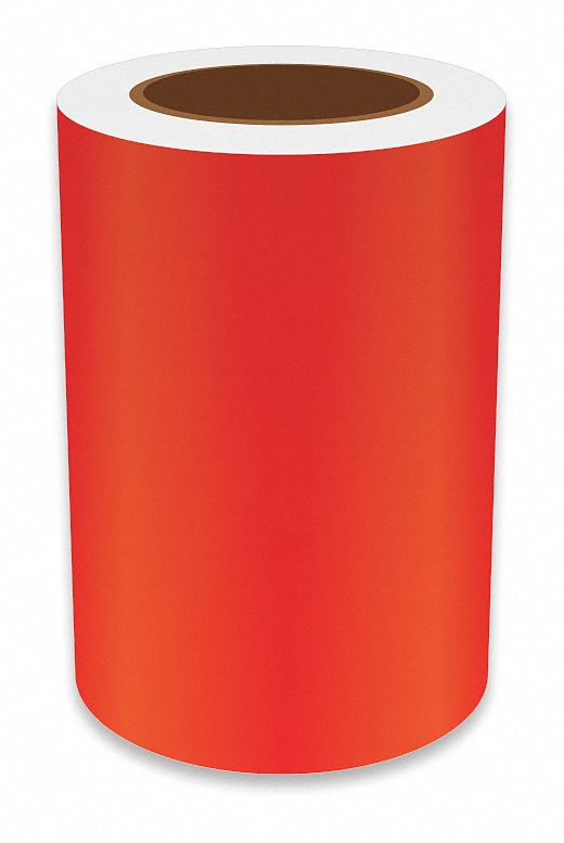 Continuous Label Stock: 7 in x 75 ft, Vinyl, Red (Gloss), Indoor/Outdoor