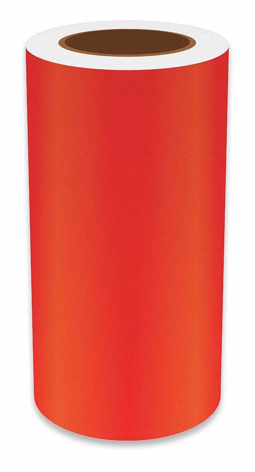 Continuous Label Stock: 9 in x 75 ft, Vinyl, Red (Gloss), Indoor/Outdoor