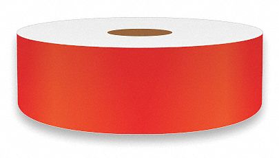 Continuous Label Stock: 1 in x 75 ft, Vinyl, Red (Gloss), Indoor