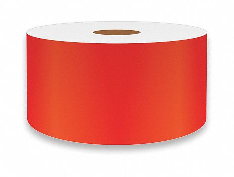 Continuous Label Stock: 2 in x 75 ft, Vinyl, Red (Gloss), Indoor