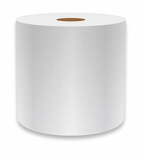 Continuous Label Stock: 4 in x 75 ft, Vinyl, White (Gloss), Indoor