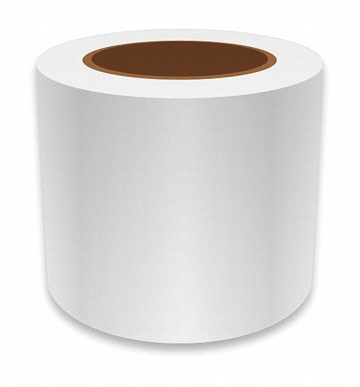Continuous Label Stock: 4 in x 75 ft, Vinyl, White (Gloss), Indoor/Outdoor