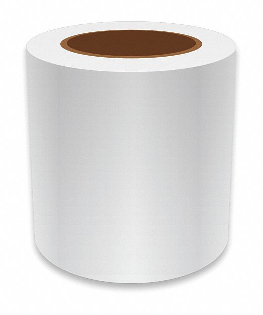 Continuous Label Stock: 5 in x 75 ft, Vinyl, White (Gloss), Indoor/Outdoor
