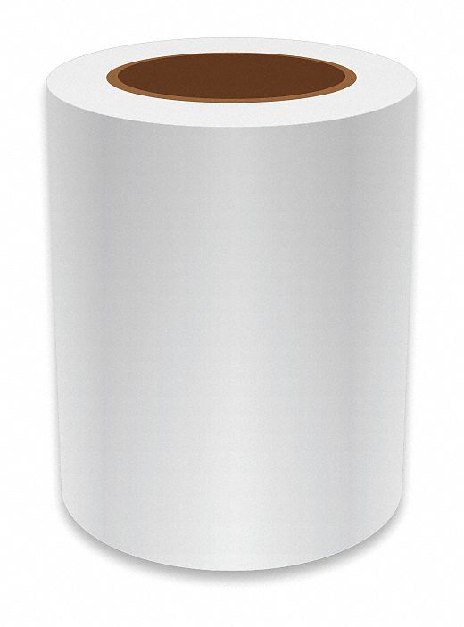 Continuous Label Stock: 6 in x 75 ft, Vinyl, White (Gloss), Indoor/Outdoor