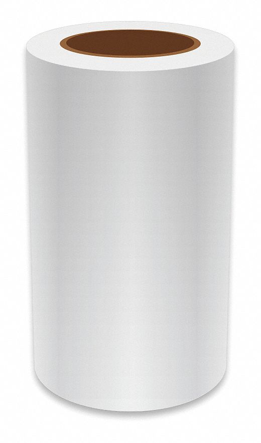 Continuous Label Stock: 8 in x 75 ft, Vinyl, White (Gloss), Indoor/Outdoor