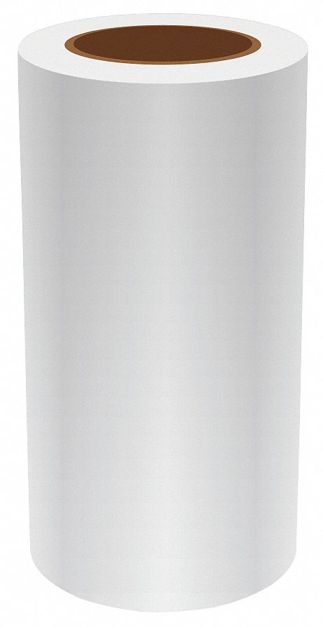 Continuous Label Stock: 9 in x 75 ft, Vinyl, White (Gloss), Indoor/Outdoor