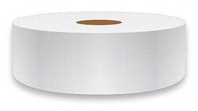 Continuous Label Stock: 1 in x 75 ft, Vinyl, White (Gloss), Indoor