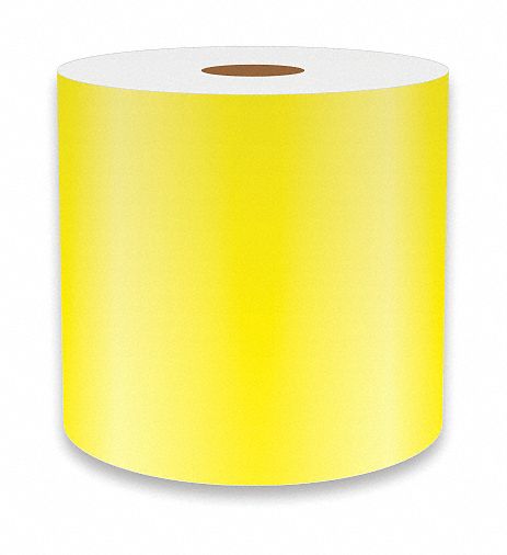 Continuous Label Stock: 4 in x 75 ft, Vinyl, Yellow (Gloss), Indoor