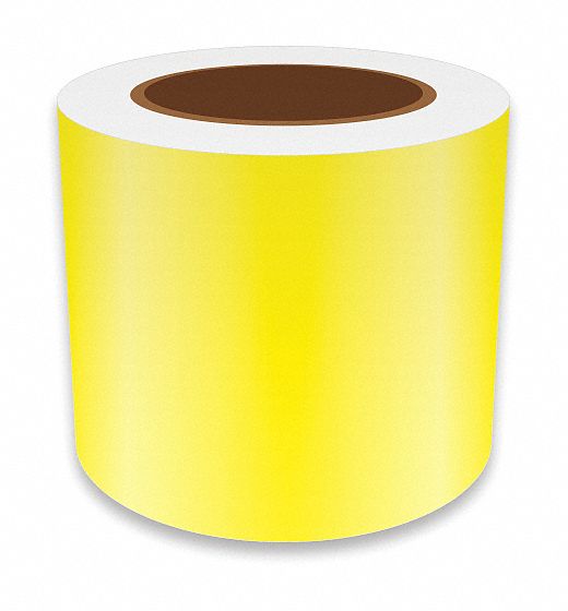 Continuous Label Stock: 4 in x 75 ft, Vinyl, Yellow (Gloss), Indoor/Outdoor