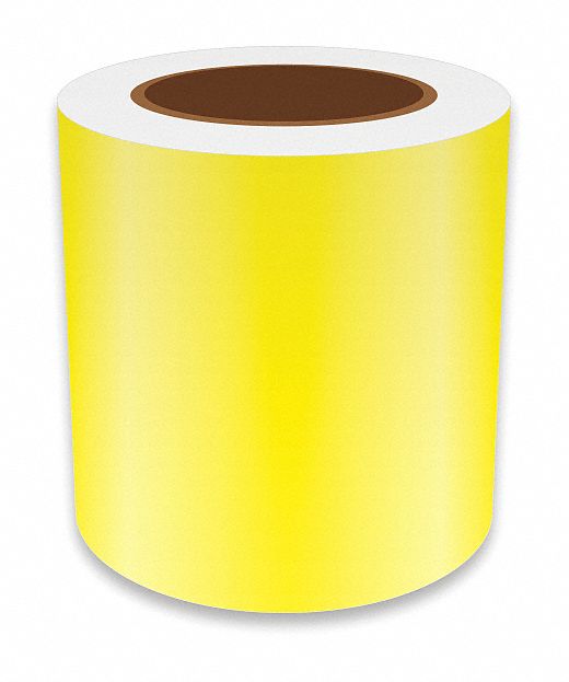 Continuous Label Stock: 5 in x 75 ft, Vinyl, Yellow (Gloss), Indoor/Outdoor