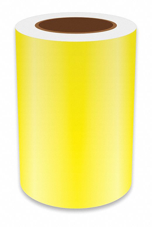 Continuous Label Stock: 7 in x 75 ft, Vinyl, Yellow (Gloss), Indoor/Outdoor