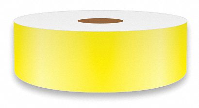 Continuous Label Stock: 1 in x 75 ft, Vinyl, Yellow (Gloss), Indoor