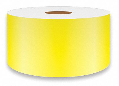 Continuous Label Stock: 2 in x 75 ft, Vinyl, Yellow (Gloss), Indoor