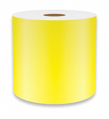 Continuous Label Stock: 3 in x 75 ft, Vinyl, Yellow (Gloss), Indoor