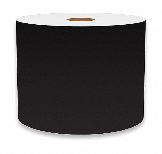 Continuous Label Stock: 4 in x 150 ft, Vinyl, Black (Gloss), Indoor/Outdoor