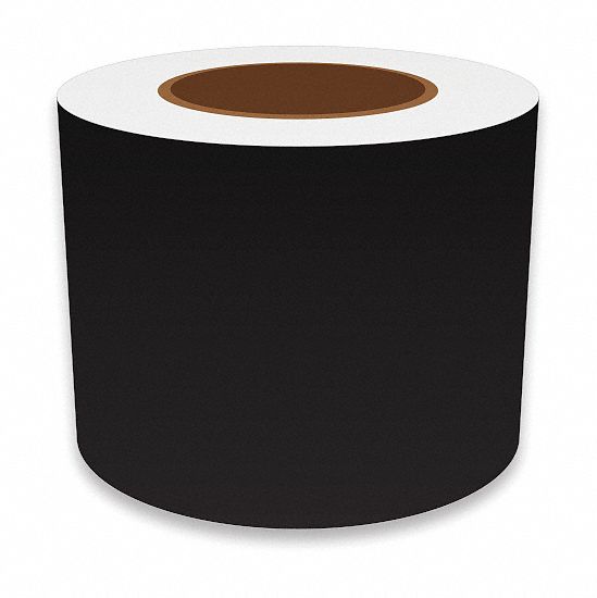 Continuous Label Stock: 4 in x 150 ft, Vinyl, Black (Gloss), Indoor/Outdoor
