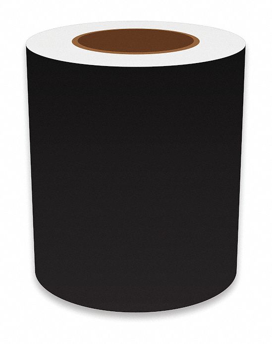 Continuous Label Stock: 6 in x 150 ft, Vinyl, Black (Gloss), Indoor/Outdoor