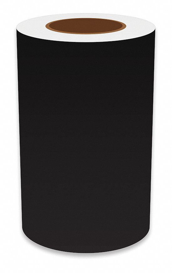 Continuous Label Stock: 8 in x 150 ft, Vinyl, Black (Gloss), Indoor/Outdoor
