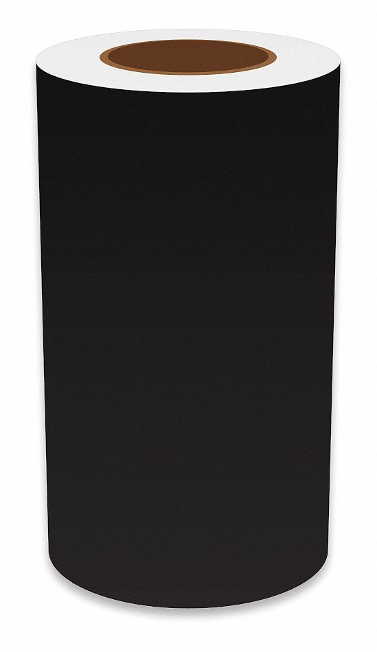 Continuous Label Stock: 9 in x 150 ft, Vinyl, Black (Gloss), Indoor/Outdoor