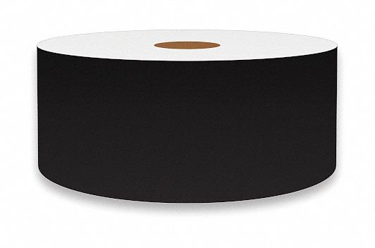 Continuous Label Stock: 2 in x 150 ft, Vinyl, Black (Gloss), Indoor/Outdoor