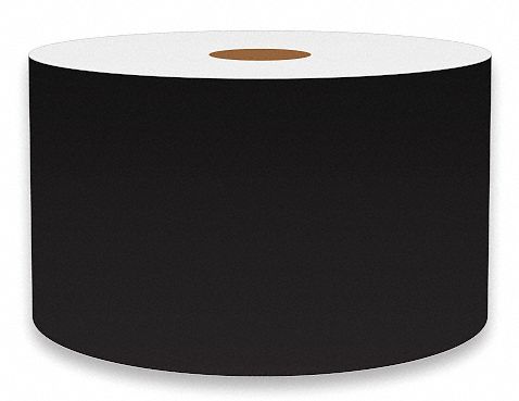 Continuous Label Stock: 3 in x 150 ft, Vinyl, Black (Gloss), Indoor/Outdoor