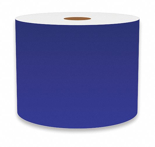Continuous Label Stock: 4 in x 150 ft, Vinyl, Blue (Gloss), Indoor/Outdoor