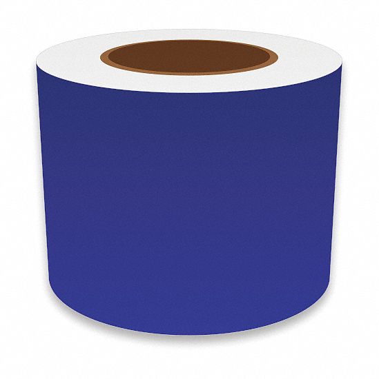 Continuous Label Stock: 4 in x 150 ft, Vinyl, Blue (Gloss), Indoor/Outdoor