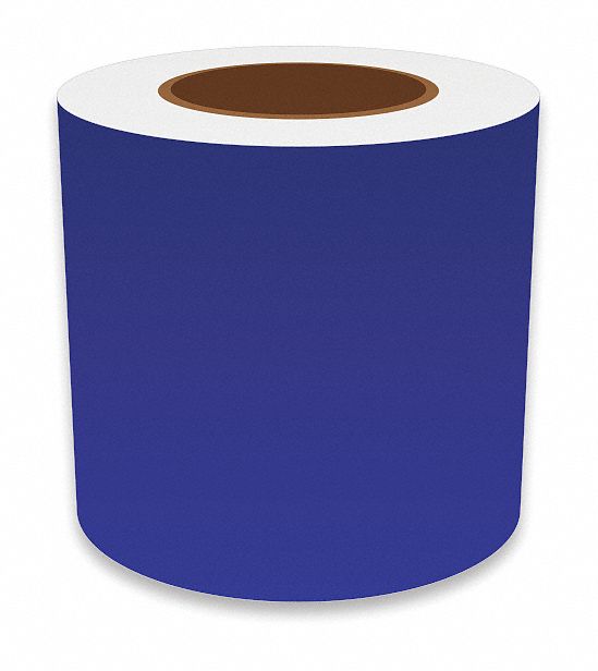Continuous Label Stock: 5 in x 150 ft, Vinyl, Blue (Gloss), Indoor/Outdoor