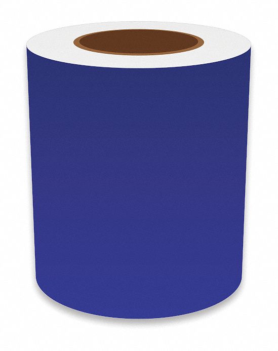 Continuous Label Stock: 6 in x 150 ft, Vinyl, Blue (Gloss), Indoor/Outdoor