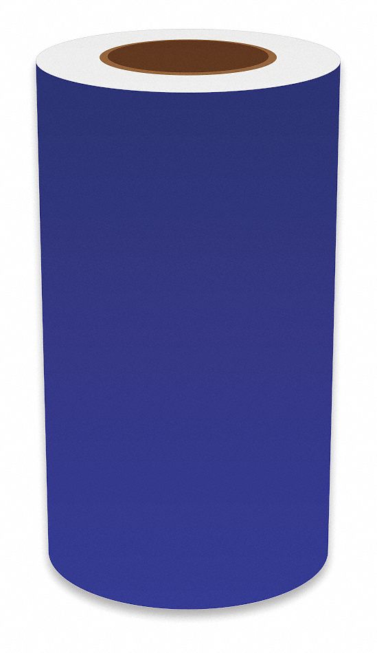 Continuous Label Stock: 9 in x 150 ft, Vinyl, Blue (Gloss), Indoor/Outdoor
