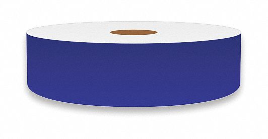 Continuous Label Stock: 1 in x 150 ft, Vinyl, Blue (Gloss), Indoor/Outdoor