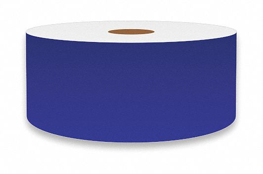 Continuous Label Stock: 2 in x 150 ft, Vinyl, Blue (Gloss), Indoor/Outdoor