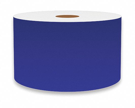 Continuous Label Stock: 3 in x 150 ft, Vinyl, Blue (Gloss), Indoor/Outdoor