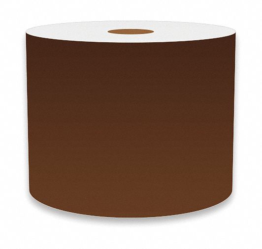 Continuous Label Stock: 4 in x 150 ft, Vinyl, Brown (Gloss), Indoor/Outdoor
