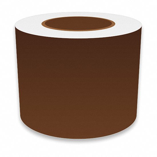 Continuous Label Stock: 4 in x 150 ft, Vinyl, Brown (Gloss), Indoor/Outdoor