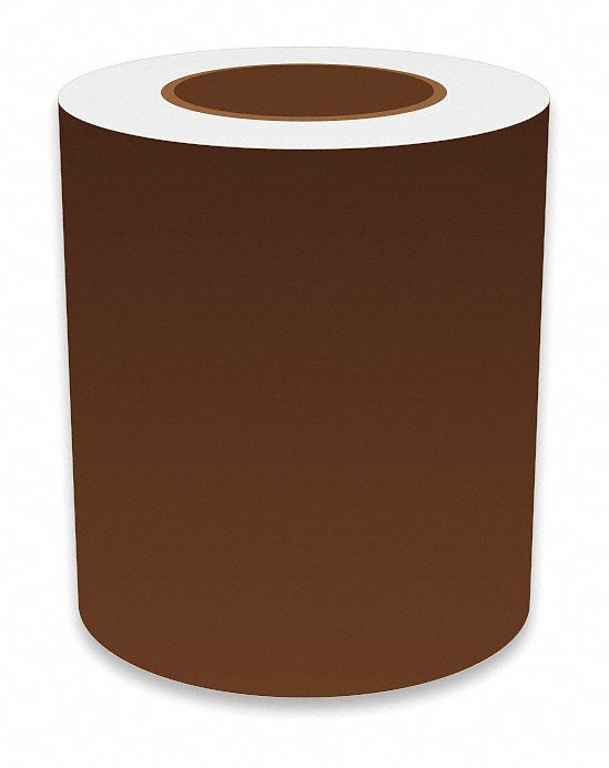 Continuous Label Stock: 6 in x 150 ft, Vinyl, Brown (Gloss), Indoor/Outdoor