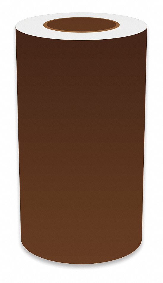 Continuous Label Stock: 9 in x 150 ft, Vinyl, Brown (Gloss), Indoor/Outdoor