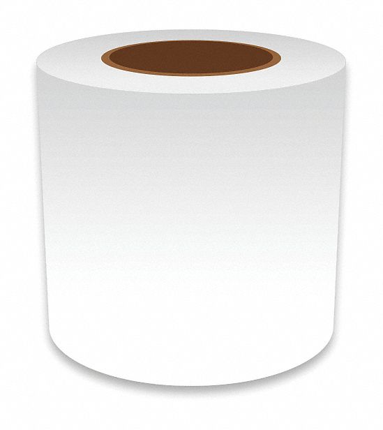 Continuous Label Stock: 5 in x 150 ft, Vinyl, Clear (Gloss), Indoor/Outdoor