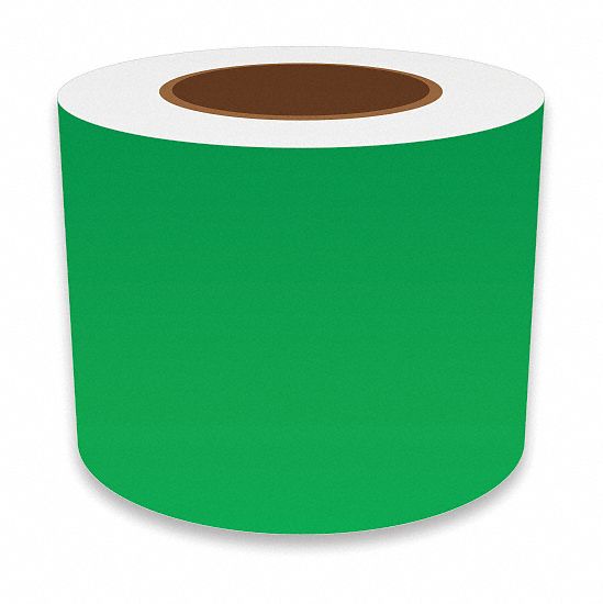 Continuous Label Stock: 4 in x 150 ft, Vinyl, Green (Gloss), Indoor/Outdoor