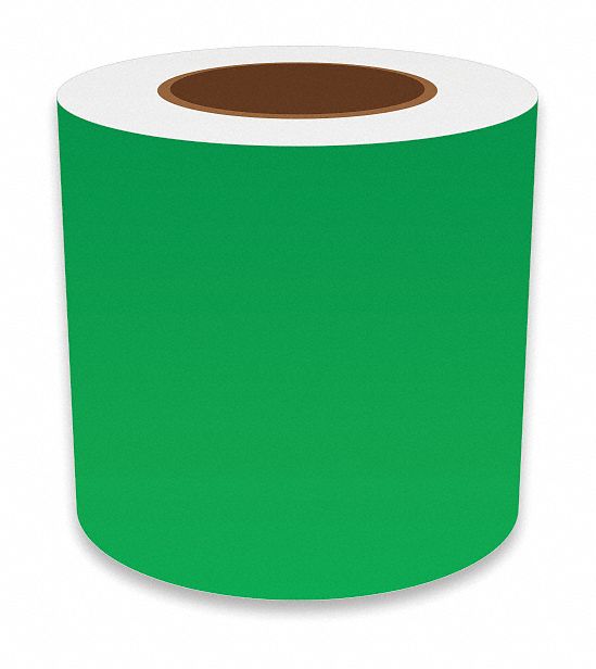 Continuous Label Stock: 5 in x 150 ft, Vinyl, Green (Gloss), Indoor/Outdoor